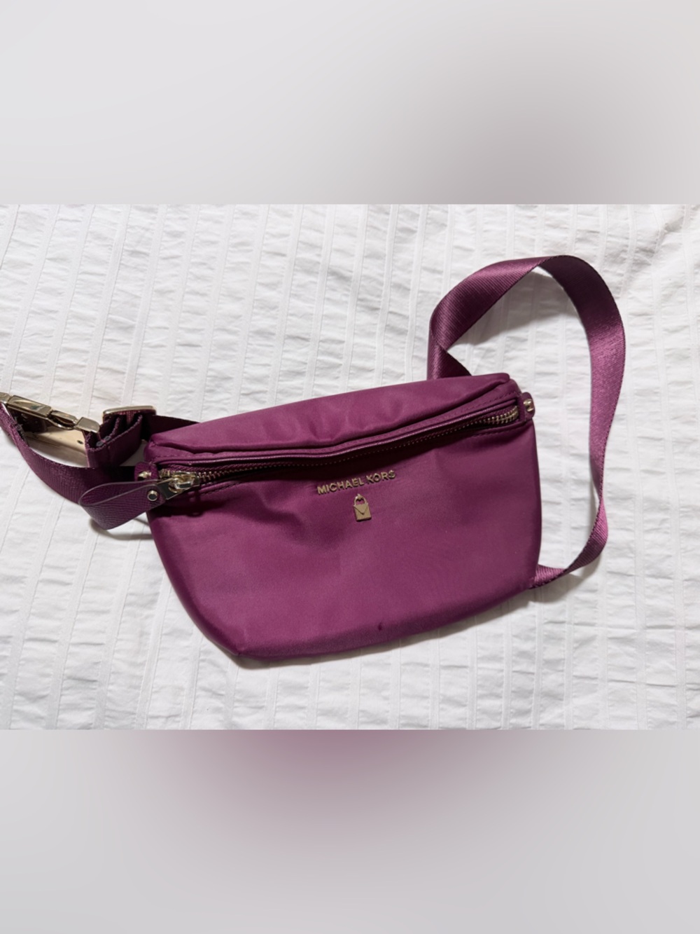 Michael Kors Plum Crossbody Belt Bag with Gold Hardware